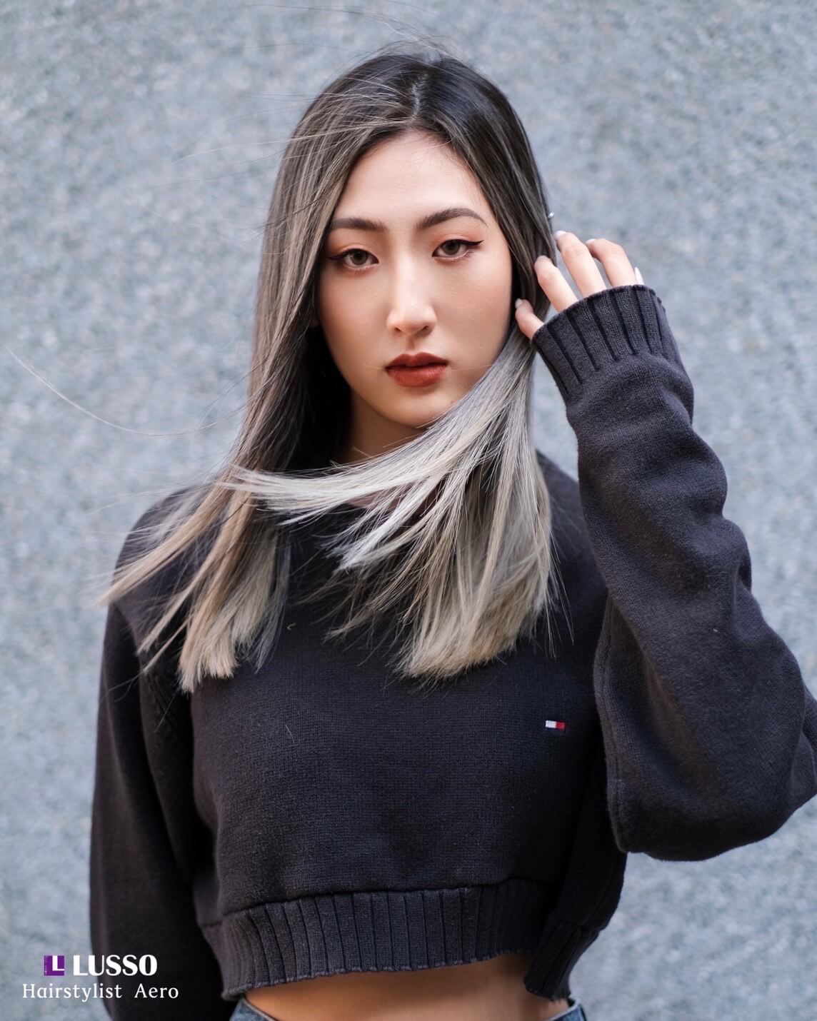 煙燻米灰色balayage