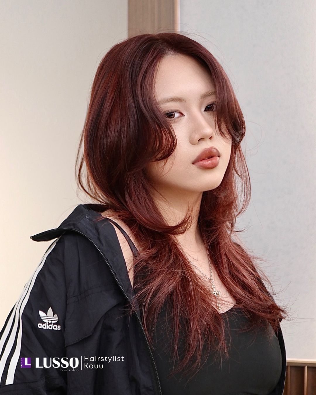 髮型師 Kouu 染髮 樹莓果紅 層次燙髮 日韓層次燙髮
