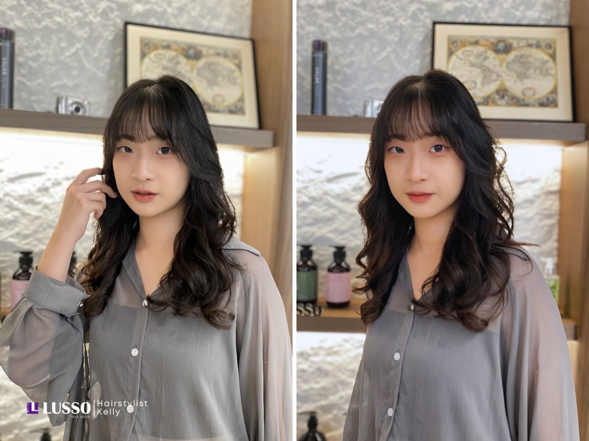 女生燙髮髮型 氣質韓系-韓系溫柔捲搭配空氣瀏海